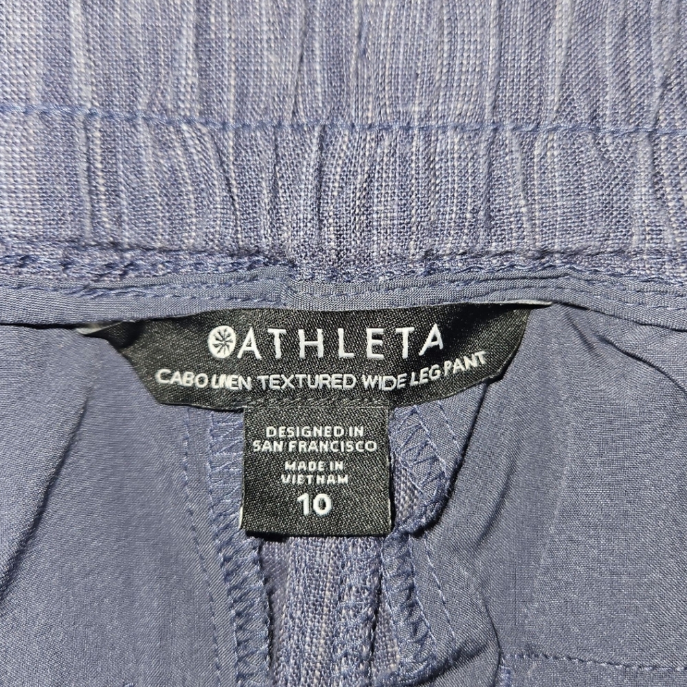 ATHLETA Cabo Blue Chambray Wide Leg Linen Pants Size 10 - Picture 5 of 6